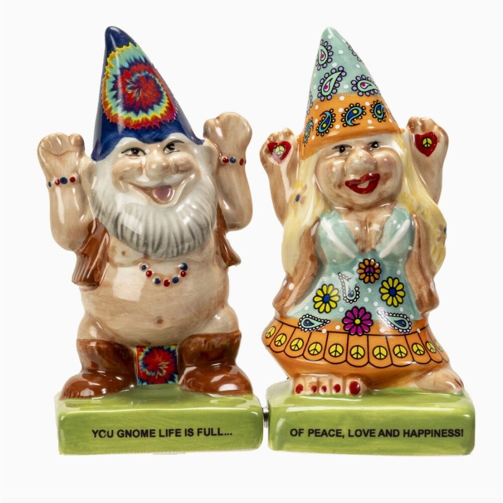 Hippie Gnomes Salt and Pepper Shaker  new in box